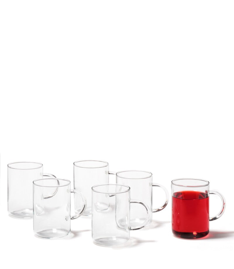 LEONARDO Novo Teeglas – 0,36 l, Borosilikatglas, Transparent, Henkel, spülmaschinenfest, 6 Stück