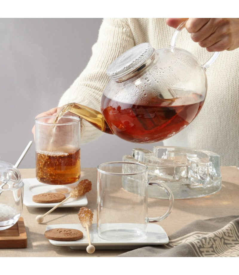 LEONARDO Novo Teeglas – 0,36 l, Borosilikatglas, Transparent, Henkel, spülmaschinenfest, 6 Stück