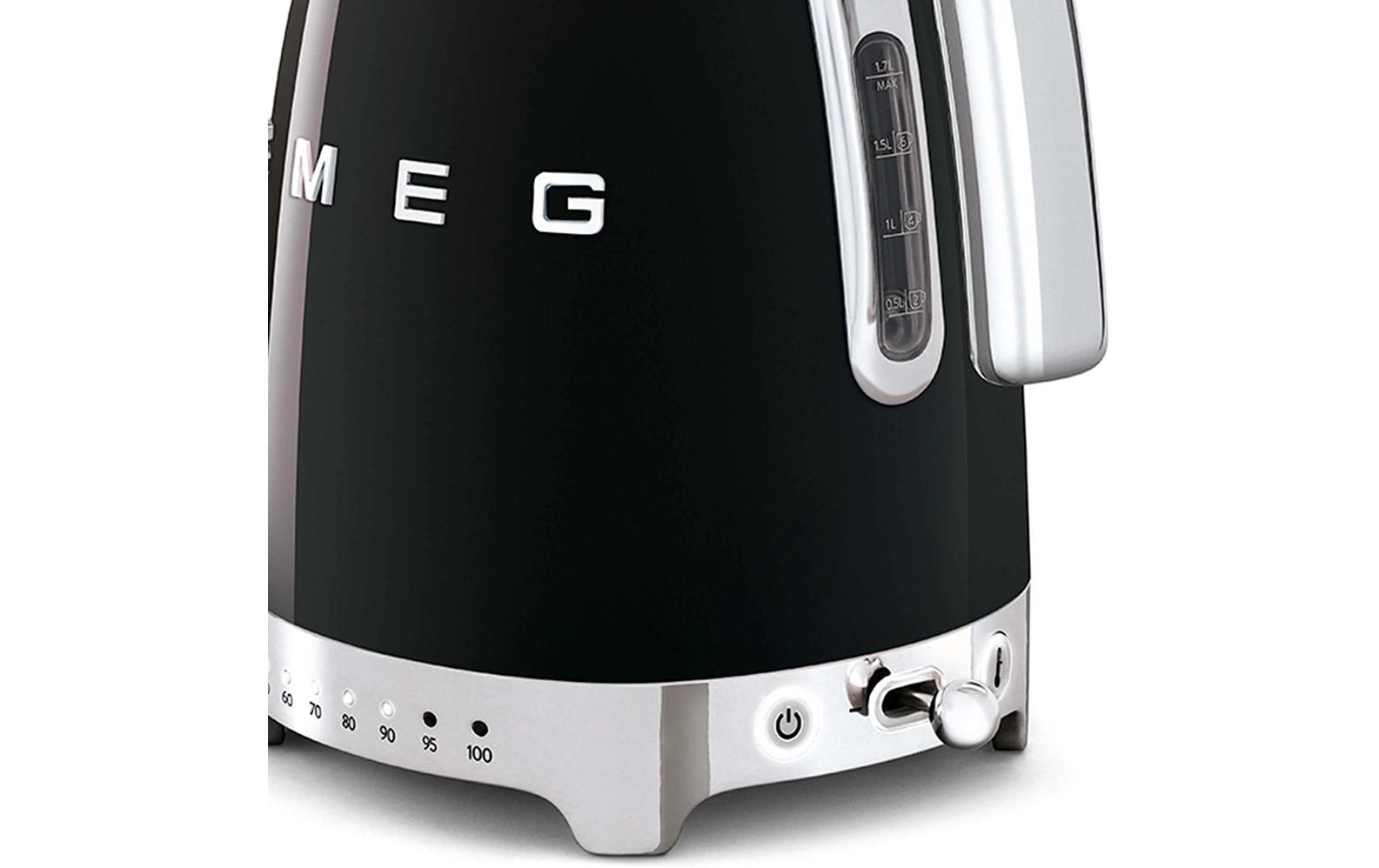 SMEG KLF04BLEU – Wasserkocher 1,7 l, 2400 W, Edelstahl, Schwarz glanz