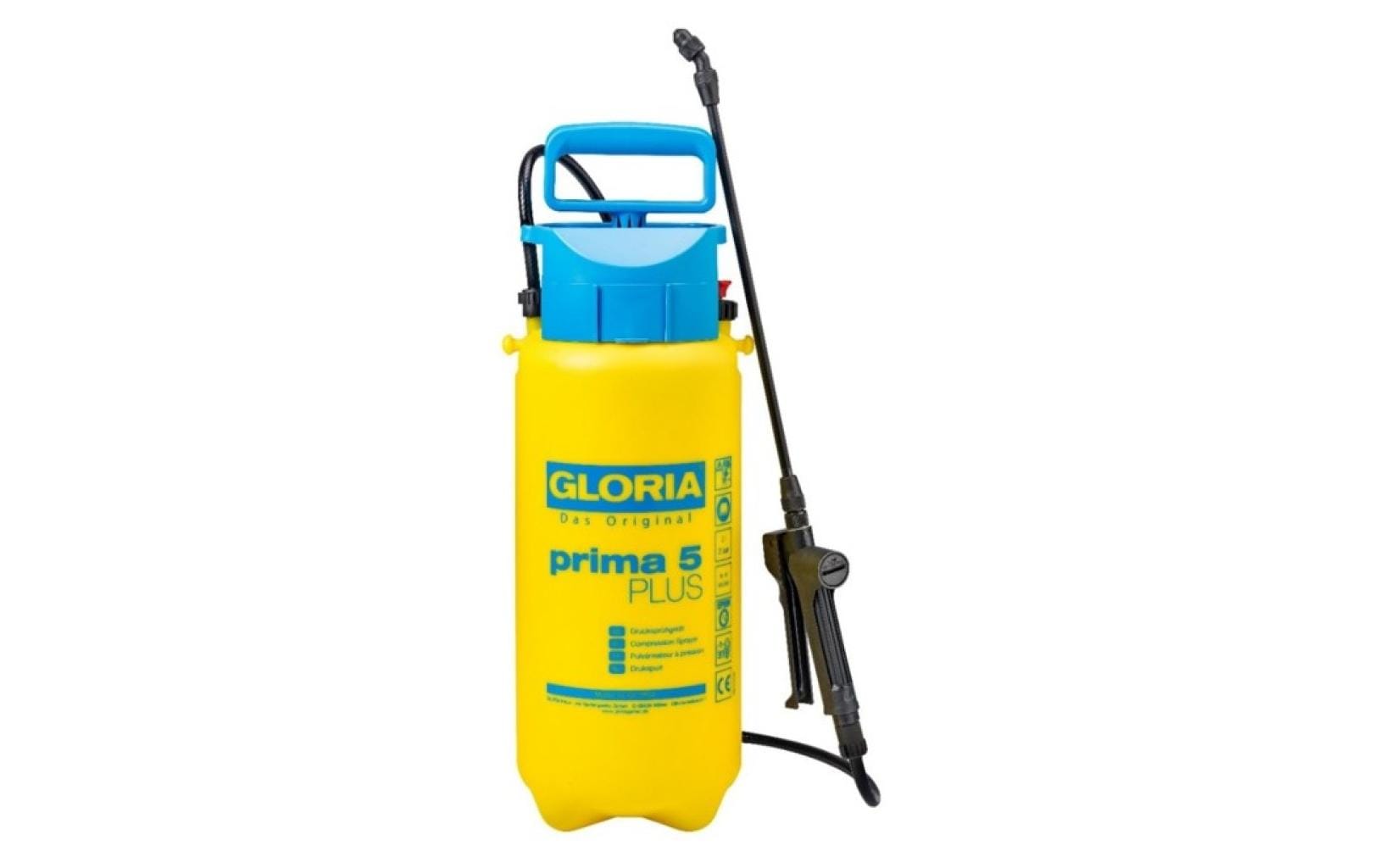 GLORIA Drucksprüher Prima 5 PLUS – 5 l – Blau, Gelb – Kunststoff