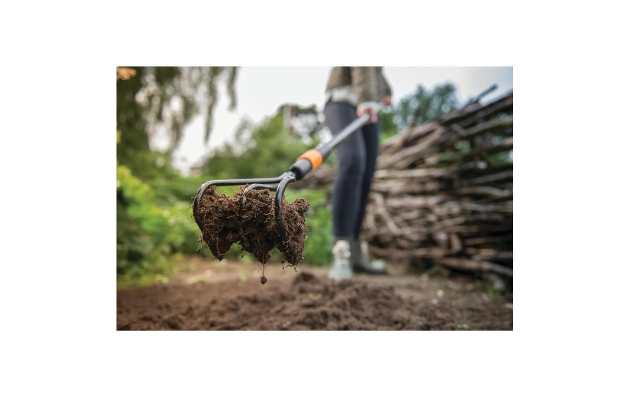 Fiskars QuikFit Handkultivator – 305 × 120 × 120 mm, Metall, Kunststoffgriff