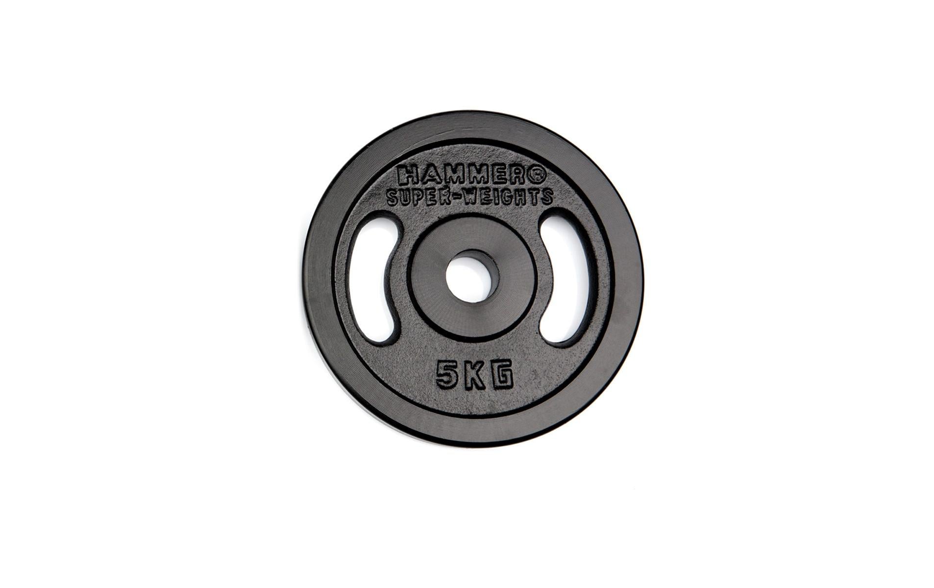 HAMMER Gewichtsscheibe, 5 kg, Ø 20,5 cm – Schwarz, Gusseisen