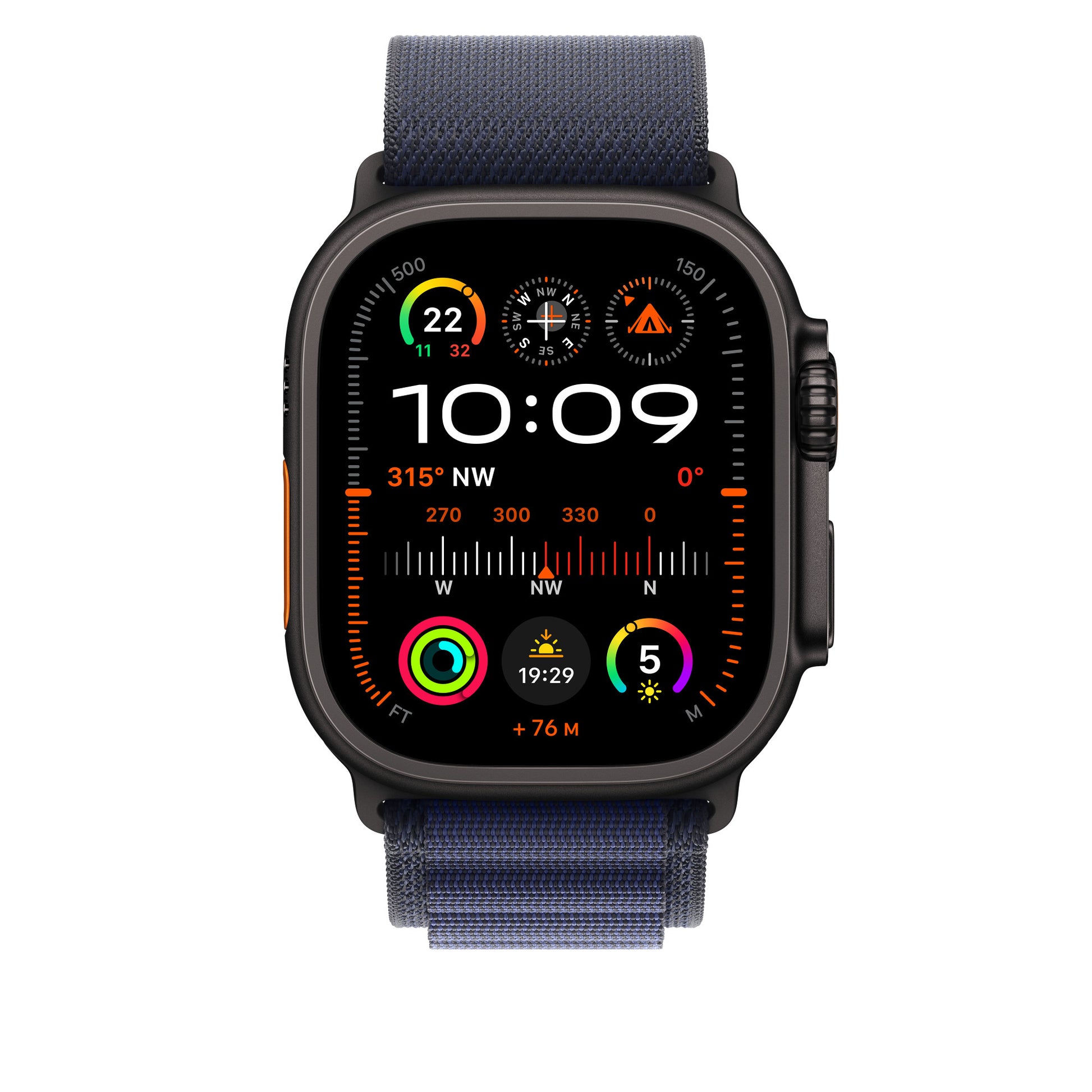 Apple Alpine Loop – Titan Schwarz, Marine, S, für Apple Watch