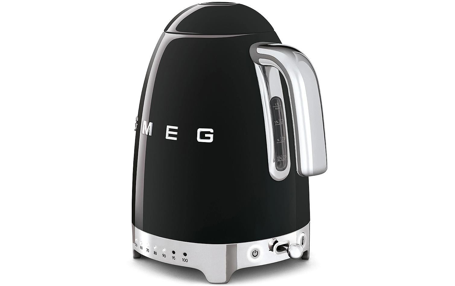 SMEG KLF04BLEU – Wasserkocher 1,7 l, 2400 W, Edelstahl, Schwarz glanz