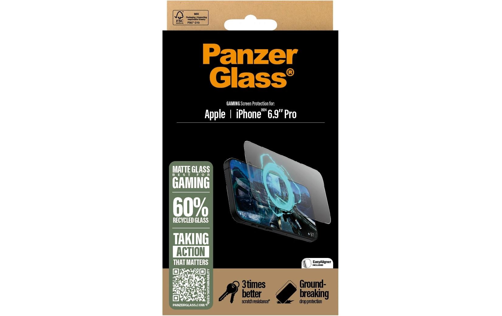 PanzerGlass Displayschutzglas – für Apple iPhone 16 Pro Max, Hartglas, Transparent