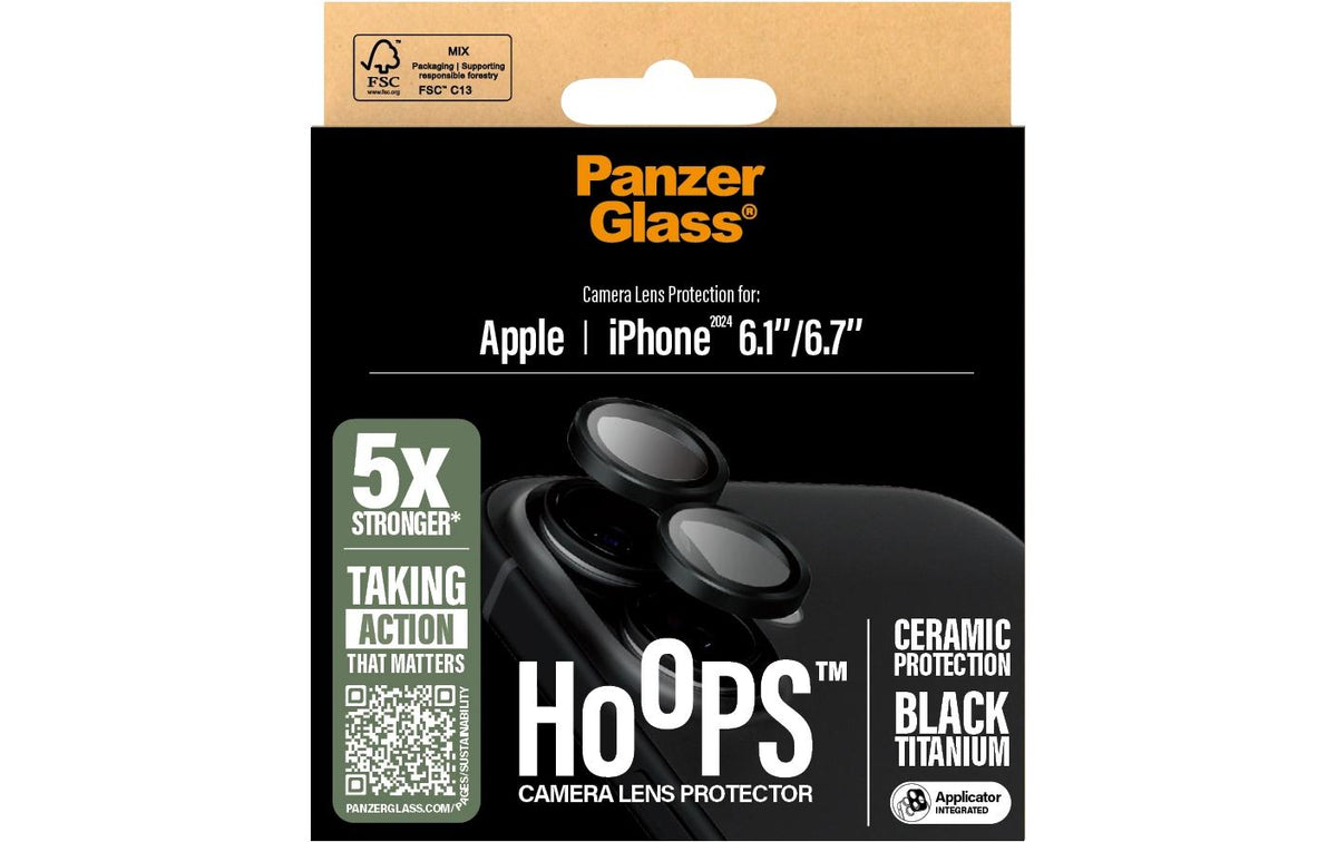 PanzerGlass Kameralinsenschutz – für iPhone 16, iPhone 16 Plus – Schwarz