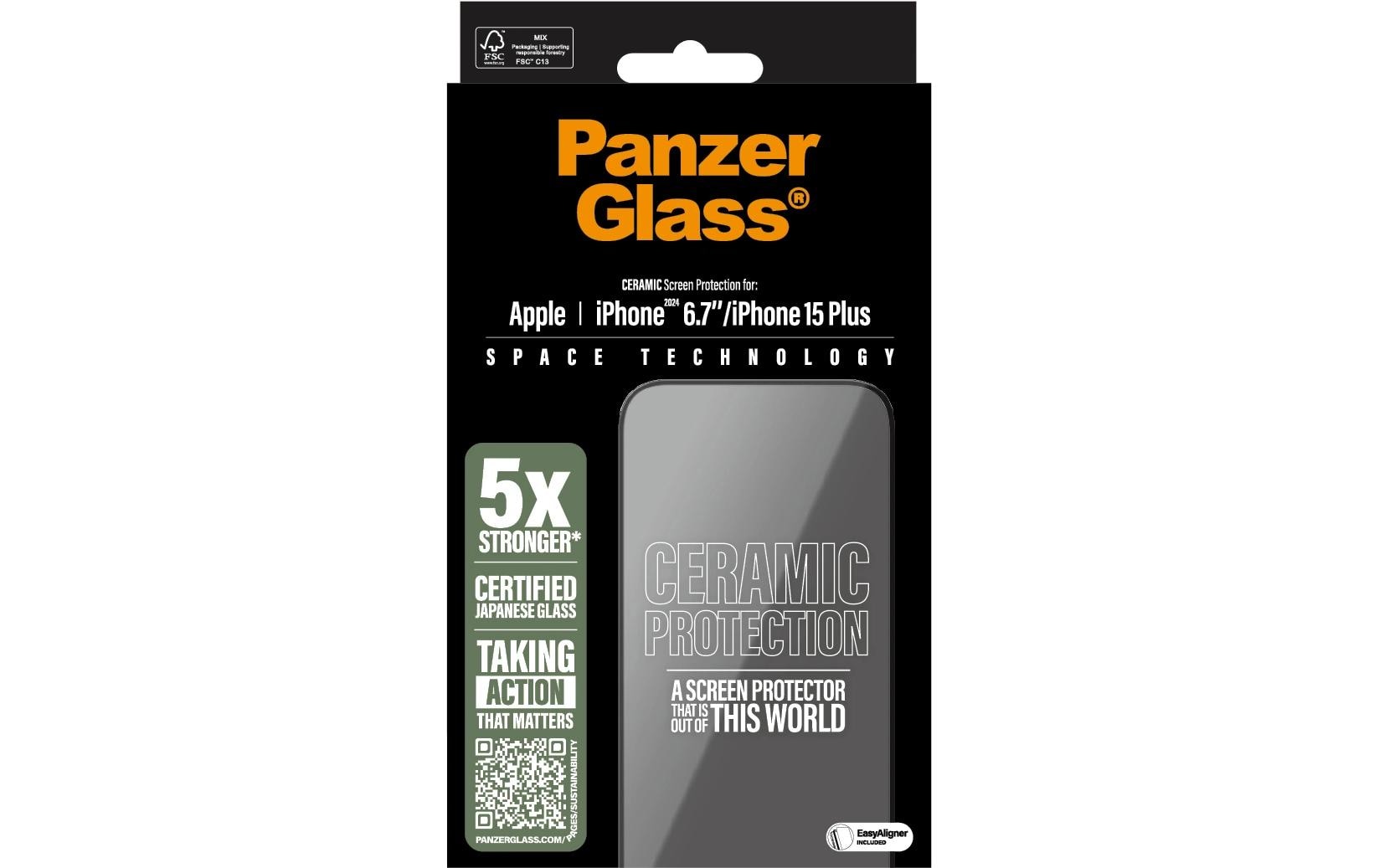 PanzerGlass Displayschutz, gehärtetes Glas, transparent – für Apple iPhone 16 Plus/iPhone 15 Plus – 1er-Pack