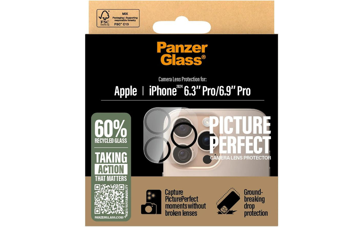PanzerGlass Kameralinsenschutz – für iPhone 16 Pro/16 Pro Max – Transparent