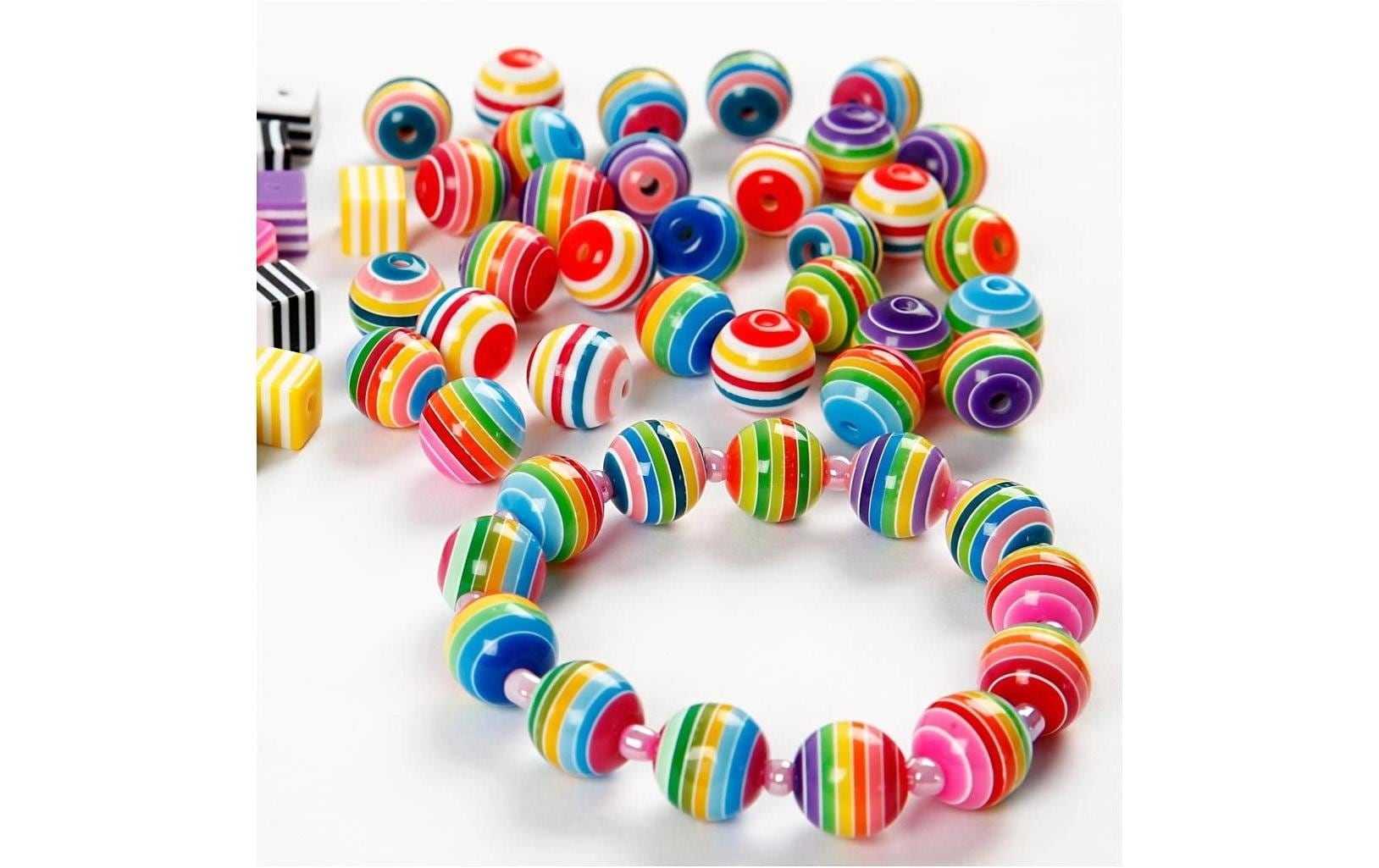 Creativ Company Perlenset, rund, Acryl – mehrfarbig – Ø 10 mm, Loch 2,5 mm – 480 Stk.