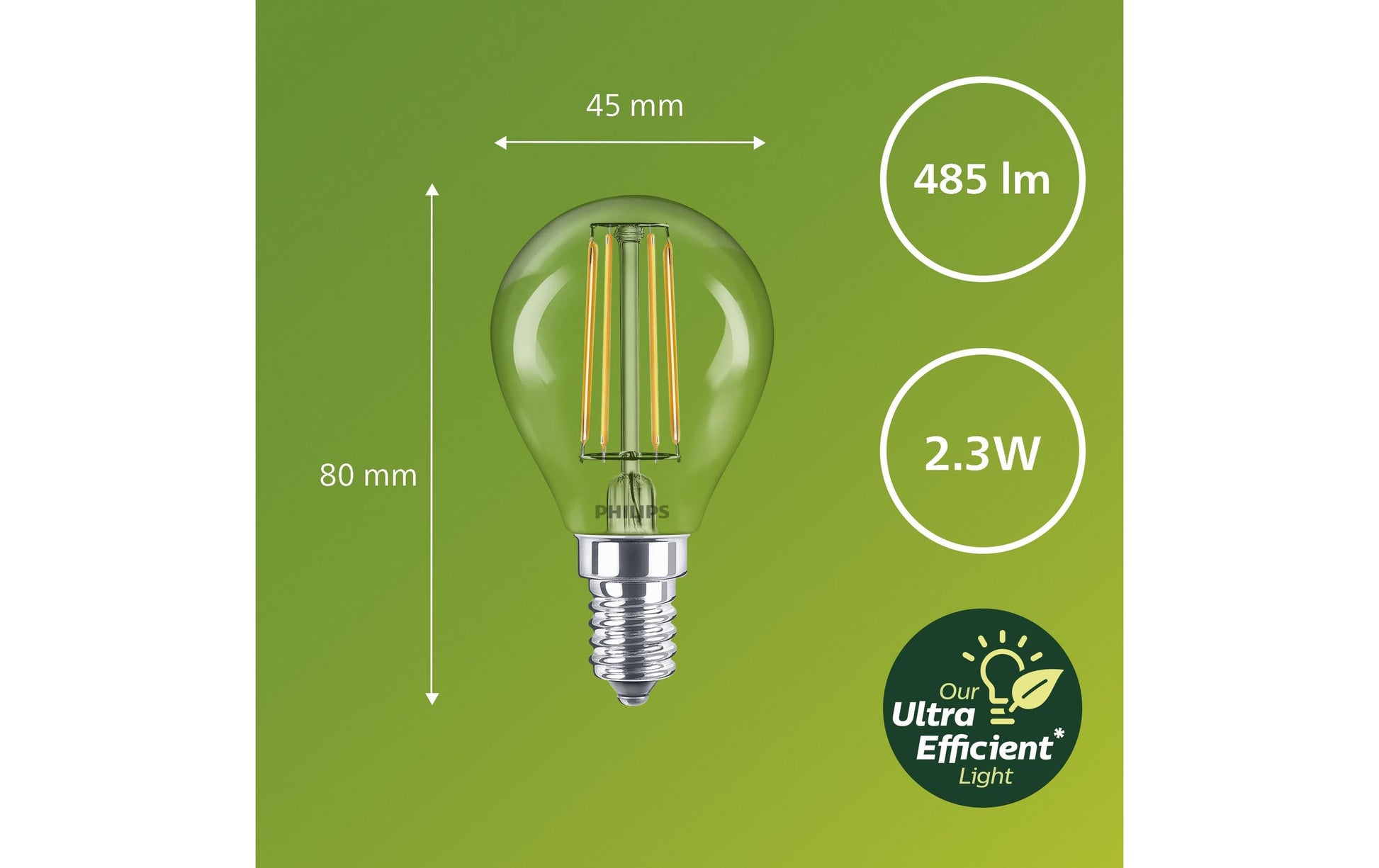 Philips LED-Leuchtmittel E14 A60 – Warmweiss 4000 K, 485 lm, 2,6 W – 1 Stk.