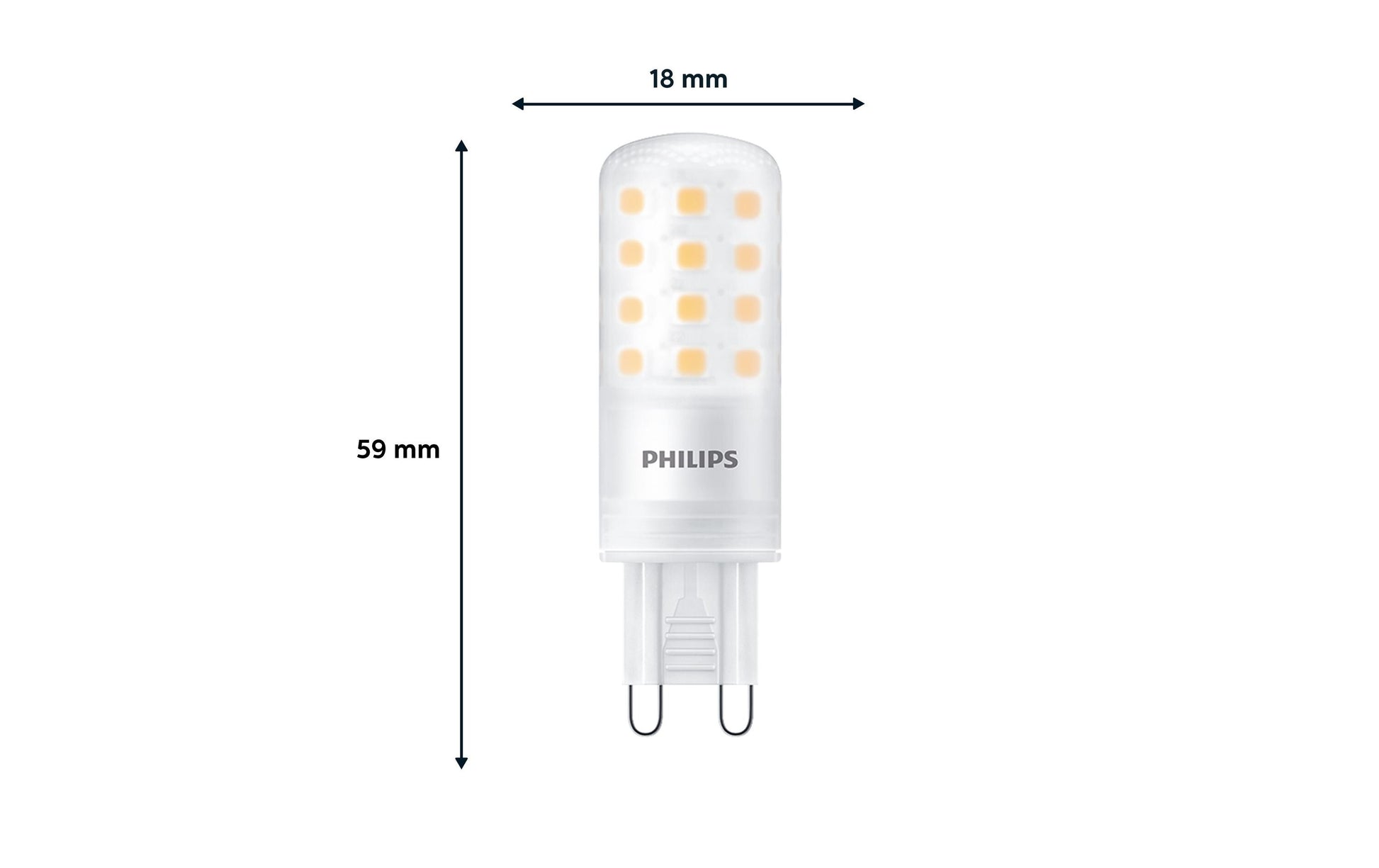Philips by Signify Philips LED-Leuchtmittel G9 Kapsel – Warmweiss 2700 K, 480 lm, 4 W, dimmbar