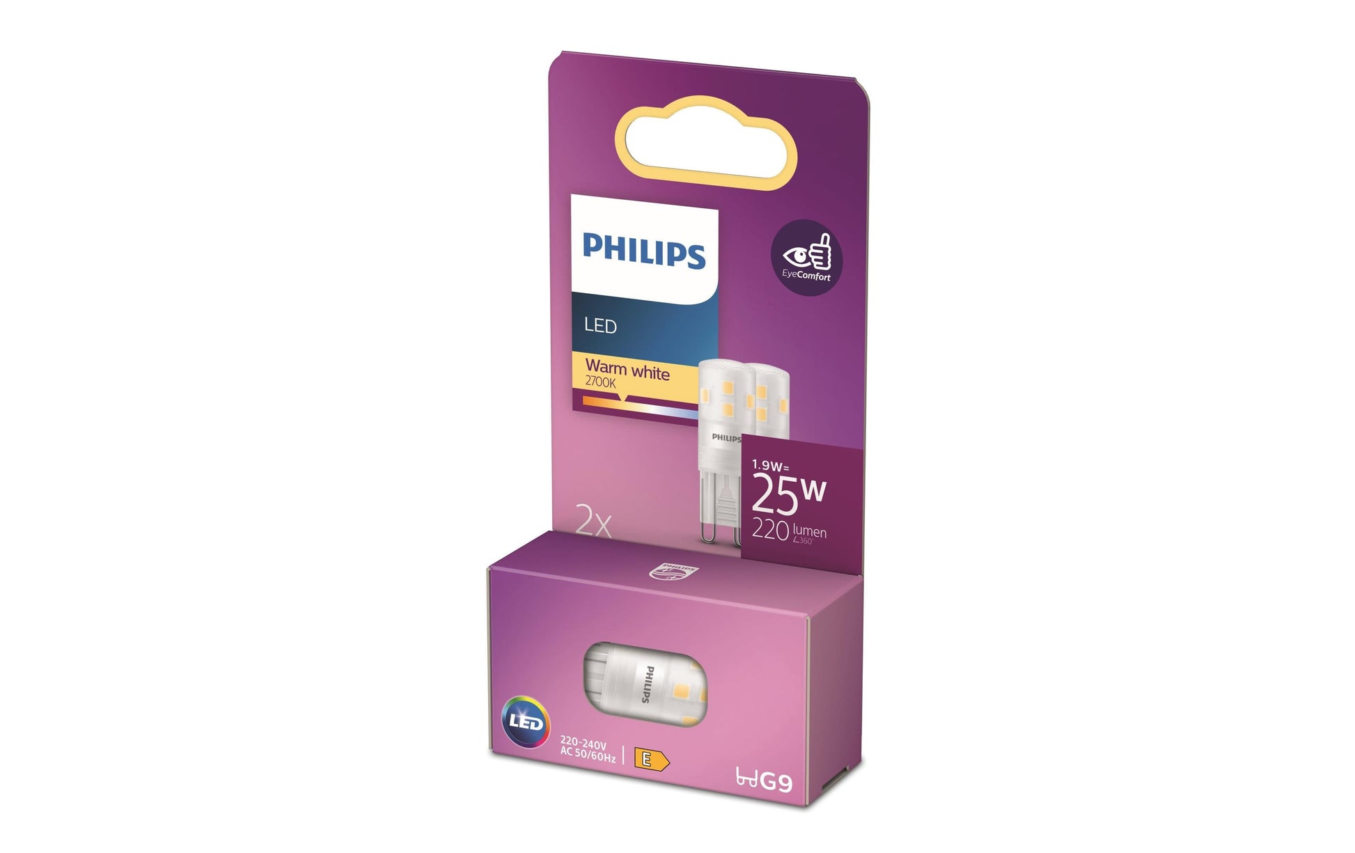 Philips by Signify Philips LED-Leuchtmittel G9 Kapsel – Warmweiss 2700 K, 220 lm, 2 W – Klar