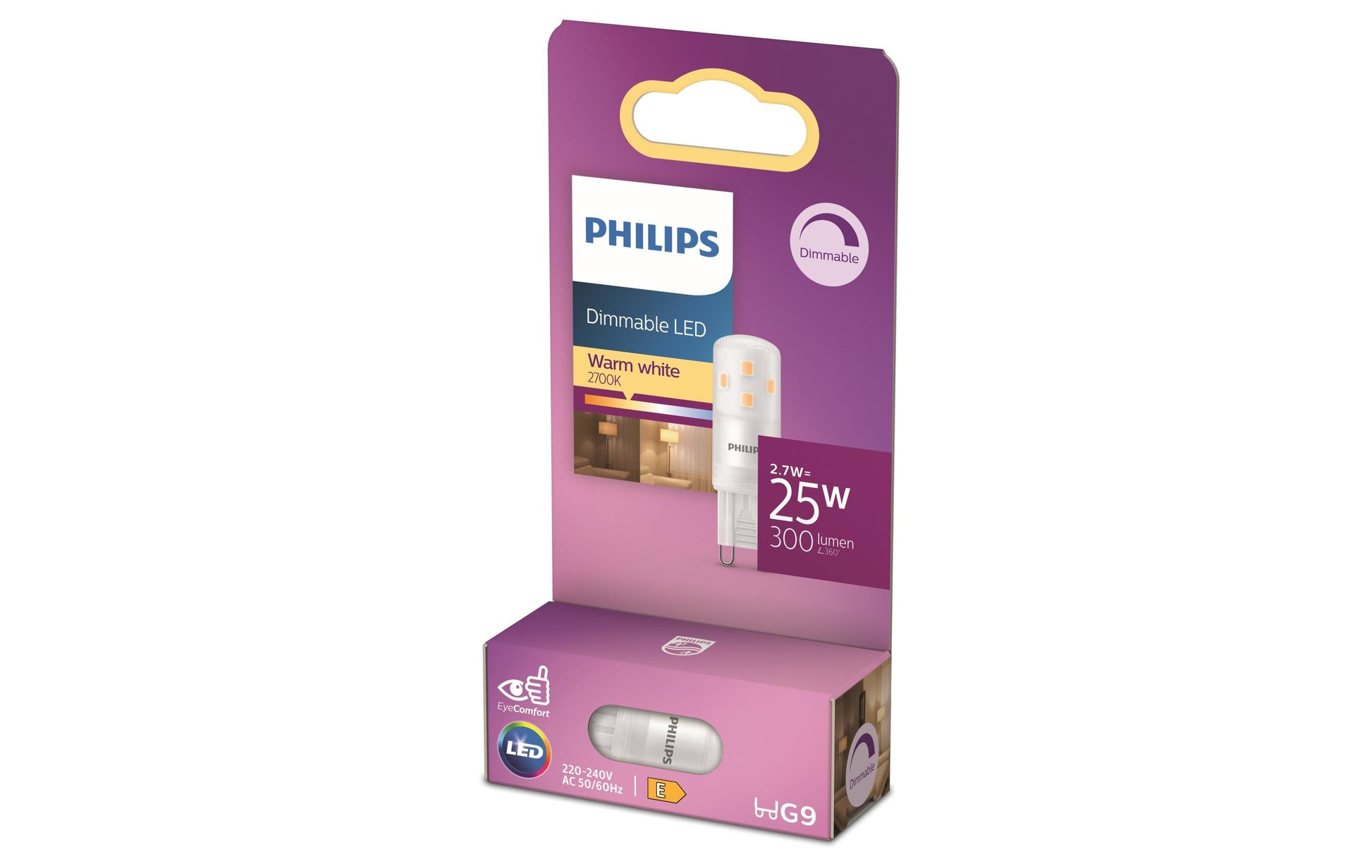 Philips by Signify Philips LED-Leuchtmittel G9 Kapsel – Warmweiss 2700 K, 300 lm, 2,6 W
