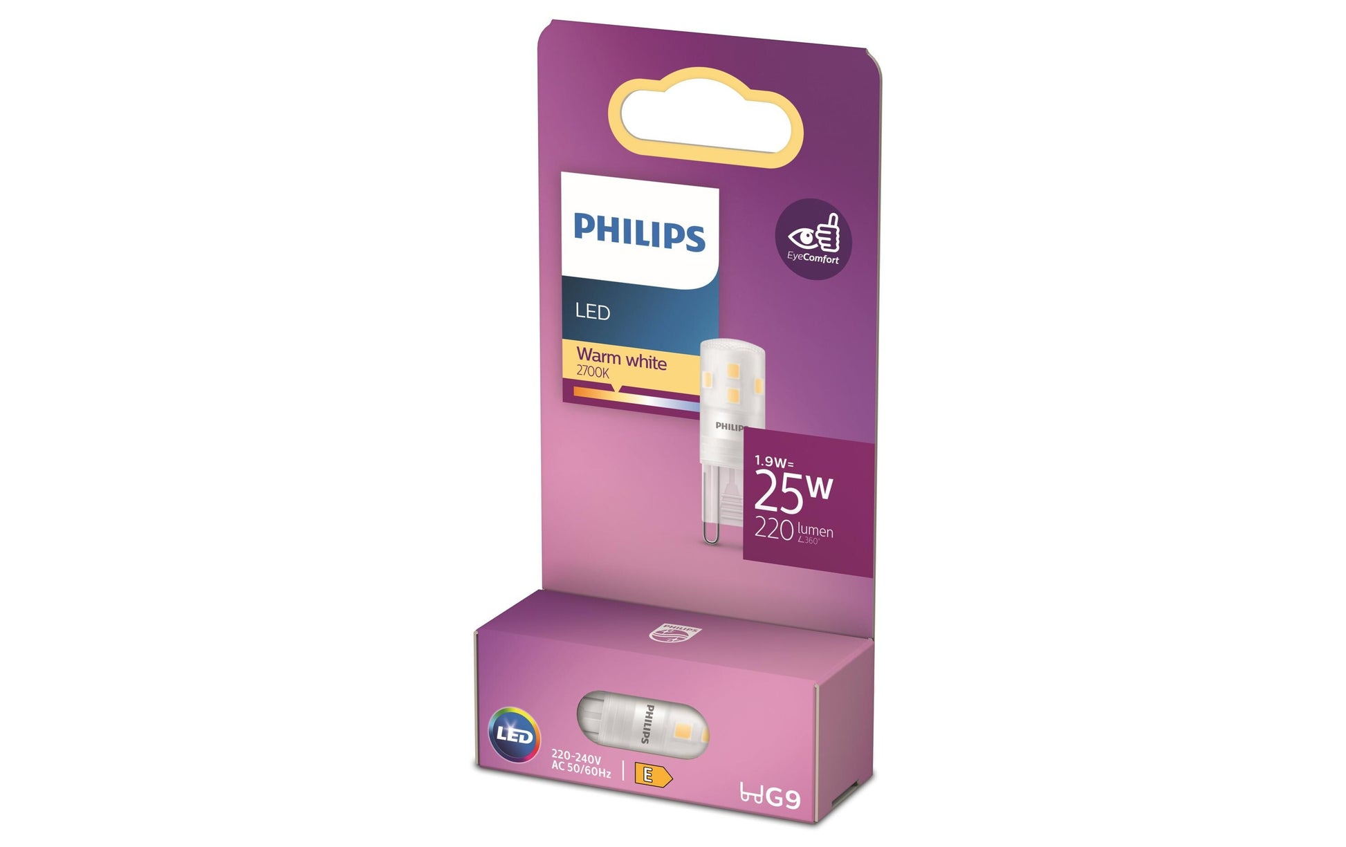 Philips by Signify Philips LED-Leuchtmittel G9 Globus – Warmweiss 2700 K, 220 lm, 2 W