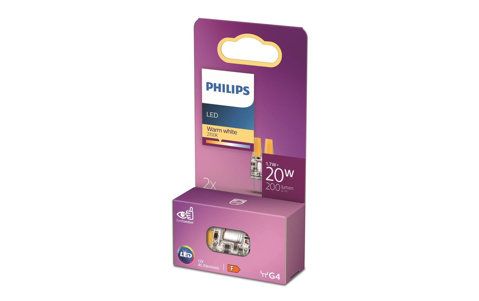 Philips by Signify Philips LED-Leuchtmittel G4 Kapsel – 200 lm, 1,8 W, Warmweiss 2700 K – 2 Stk., matt