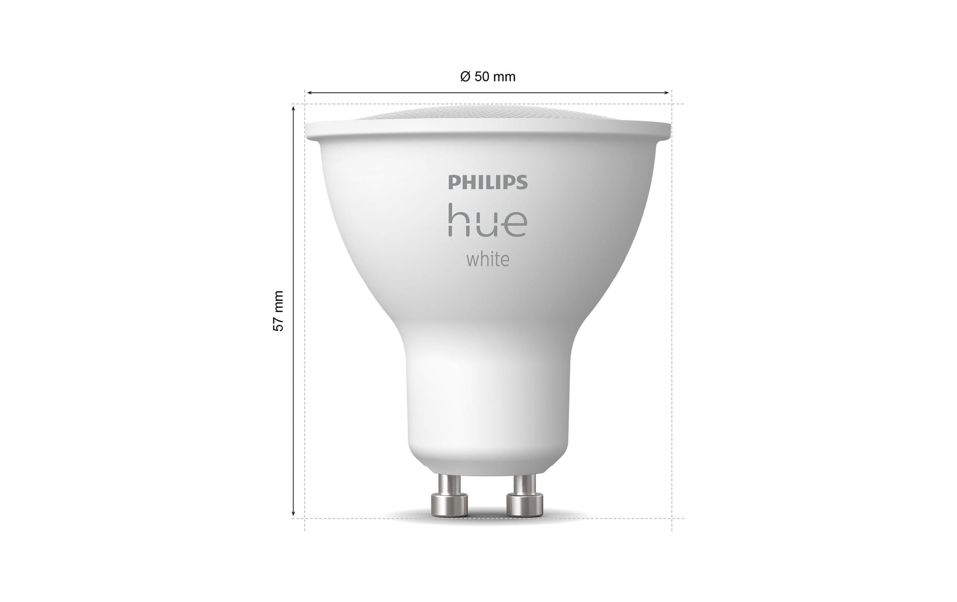 Philips Hue White LED-Leuchtmittel GU10 2er-Pack – 4,2 W dimmbar, 2700 K, für Bluetooth/Zigbee/Apple HomeKit