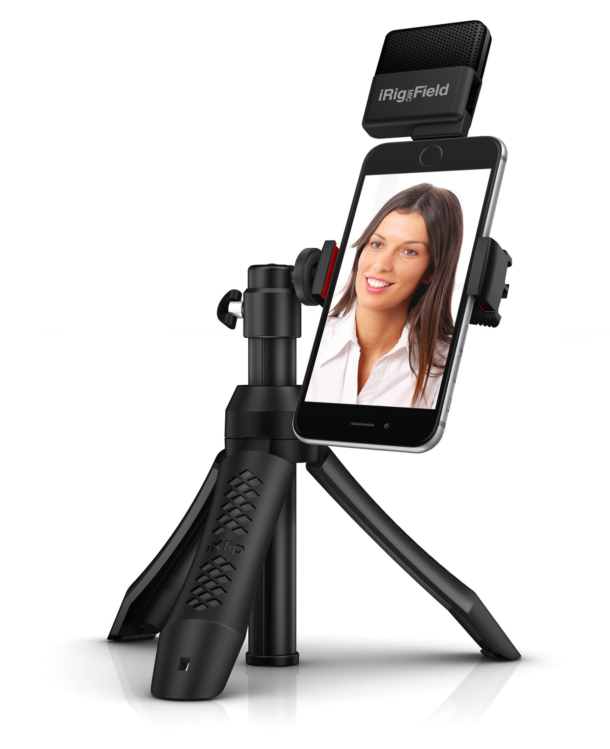 IK Multimedia iKlip Grip Pro Handgriff/Mini-Stativ – 62 cm – 1/4" Montage – für Smartphones, Kameras – Schwarz