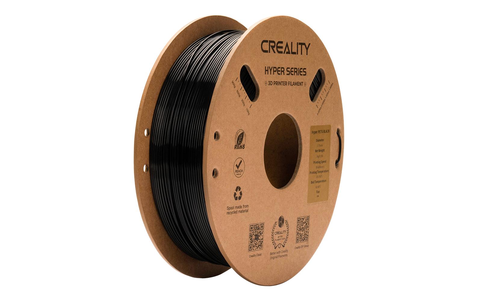 Creality 3D-Drucker-Filament Hyper PETG 1,75 mm Schwarz, 1 kg – für Creality 3D