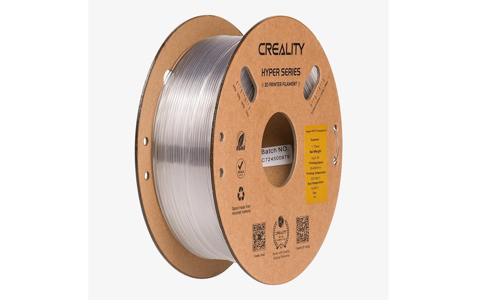 Creality 3D-Drucker-Filament Hyper PETG 1,75 mm Transparent, 1 kg – für Creality 3D