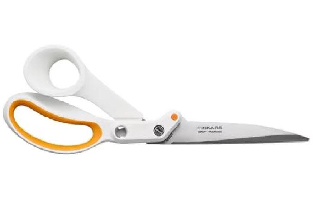 Fiskars Universalschere Amplify RazorEdge soft – für Rechts- und Linkshänder, spitz, Metall, orange, weiss