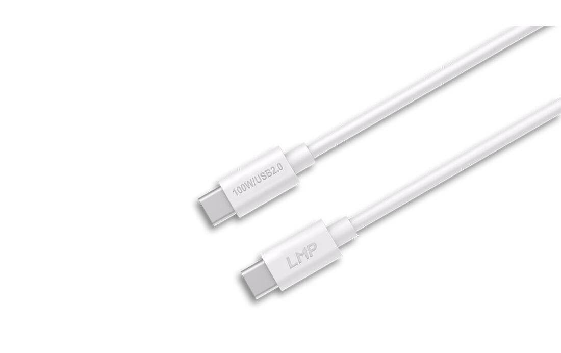 LMP USB-C auf USB-C Kabel – USB 2.0 (480 Mbit/s) – 0,5 m – PD 100 W – Weiss – für iPhone 15 und mehr