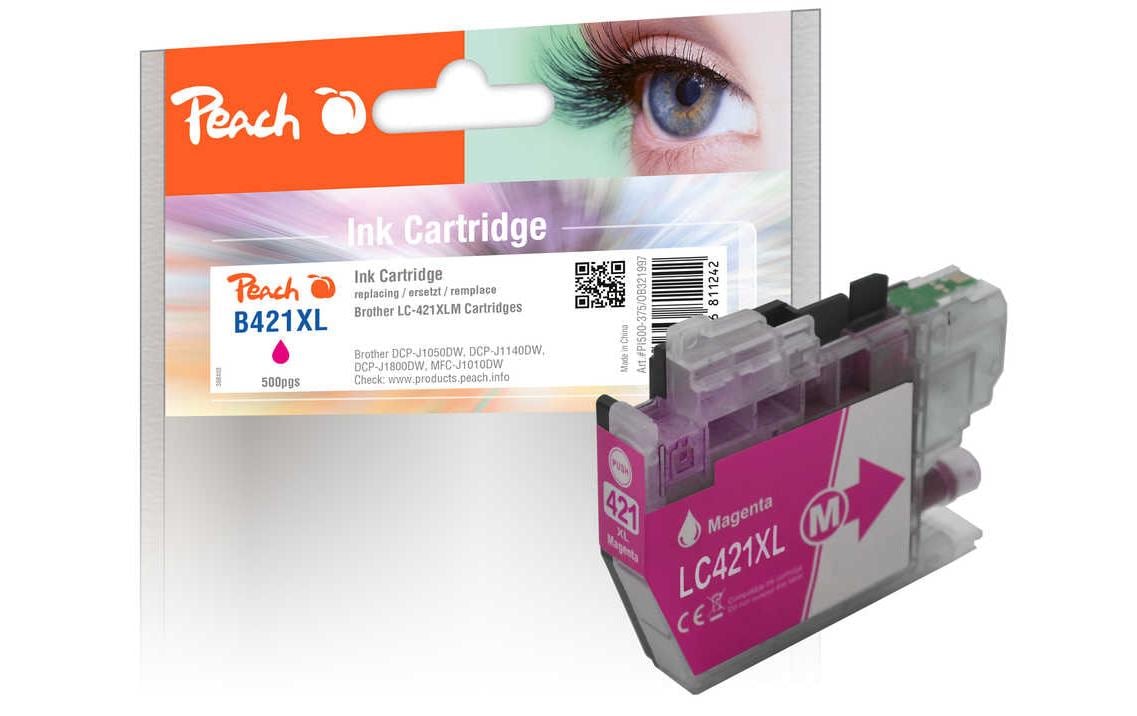 Peach LC-421XL Magenta Tintenpatrone (Kompatibel) – 500 Seiten – für Brother DCP-J1050/1140/1800, MFC-J1010DW