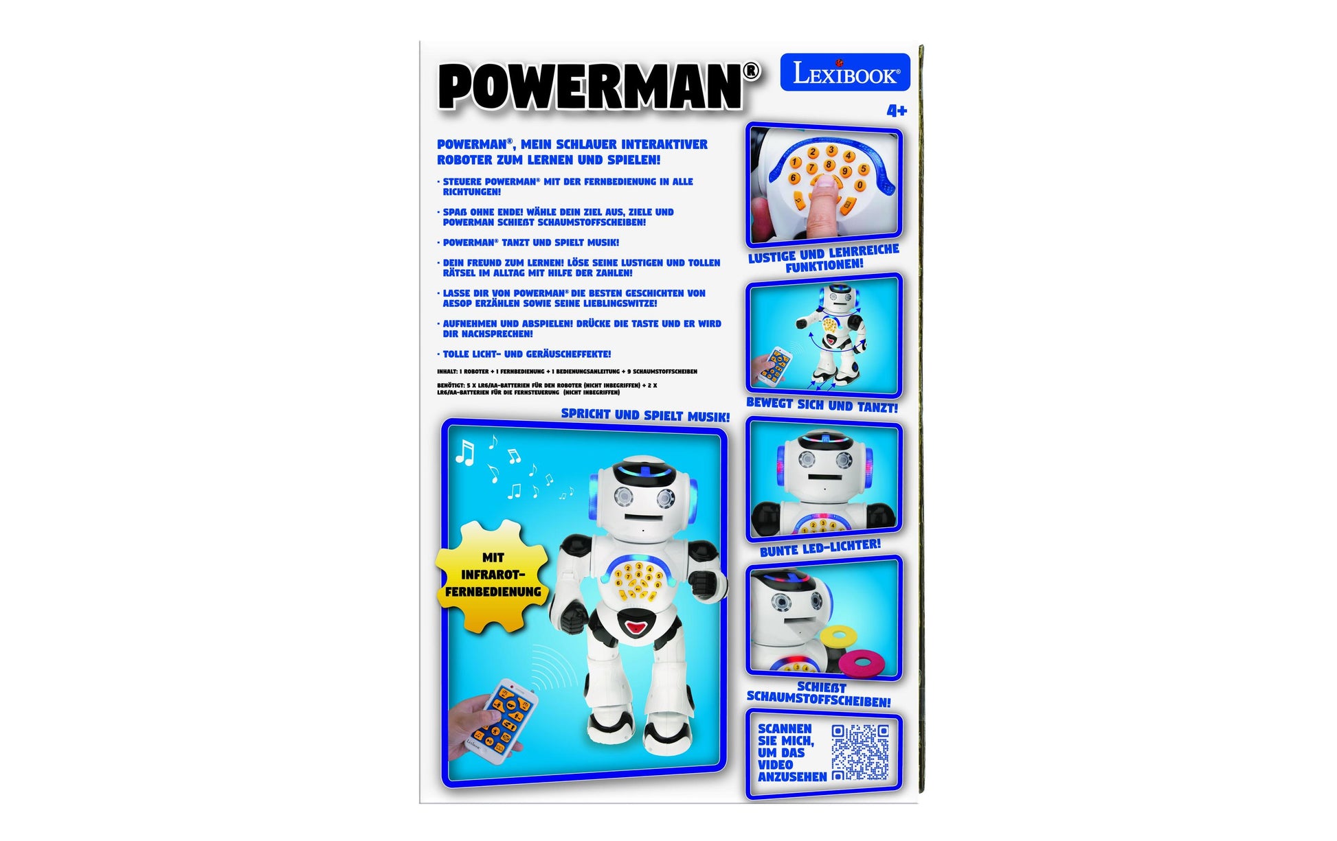 Lexibook Bildungsfördernder Roboter – Powerman Roboter, Sprach- & Geräuschfunktion, Deutsch, ab 4 Jahren