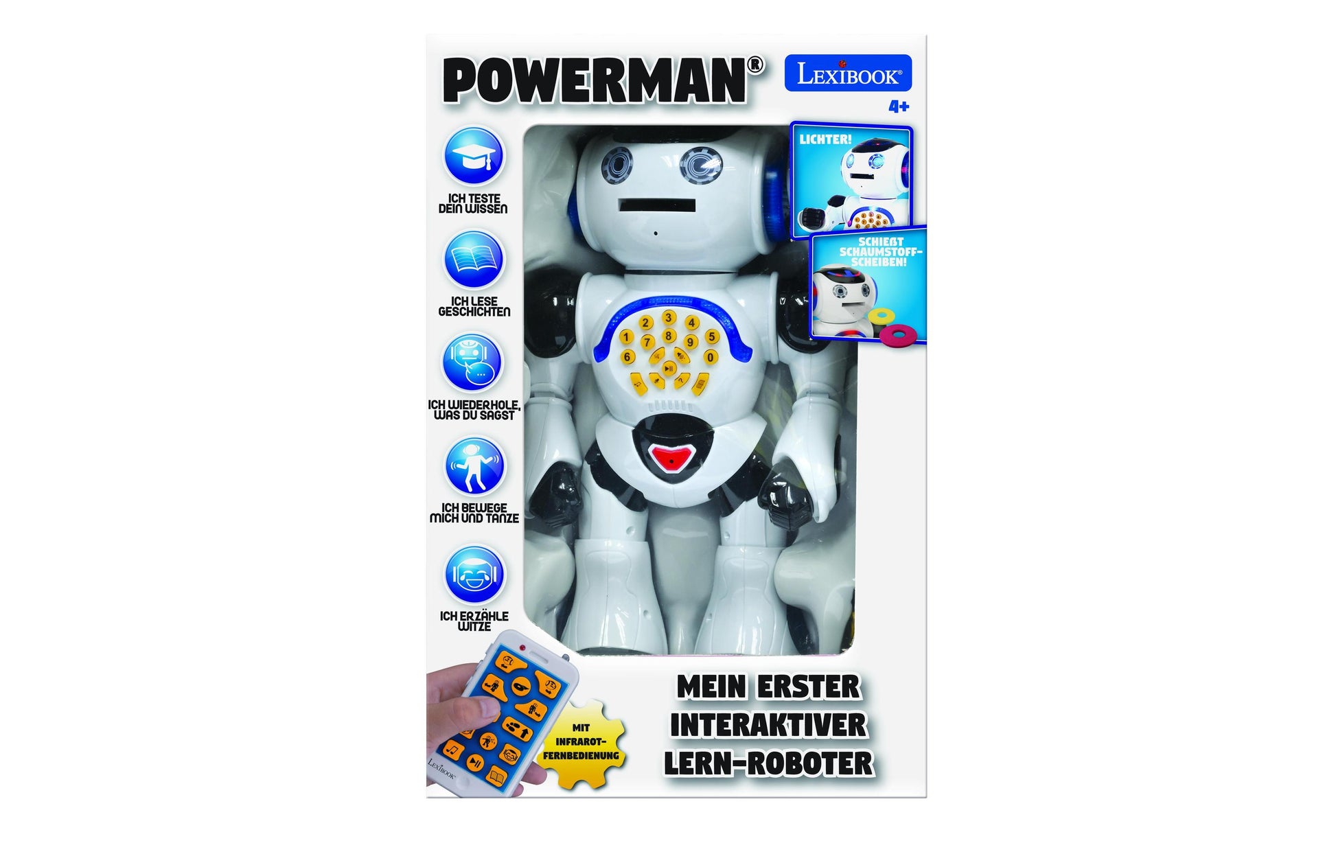 Lexibook Bildungsfördernder Roboter – Powerman Roboter, Sprach- & Geräuschfunktion, Deutsch, ab 4 Jahren