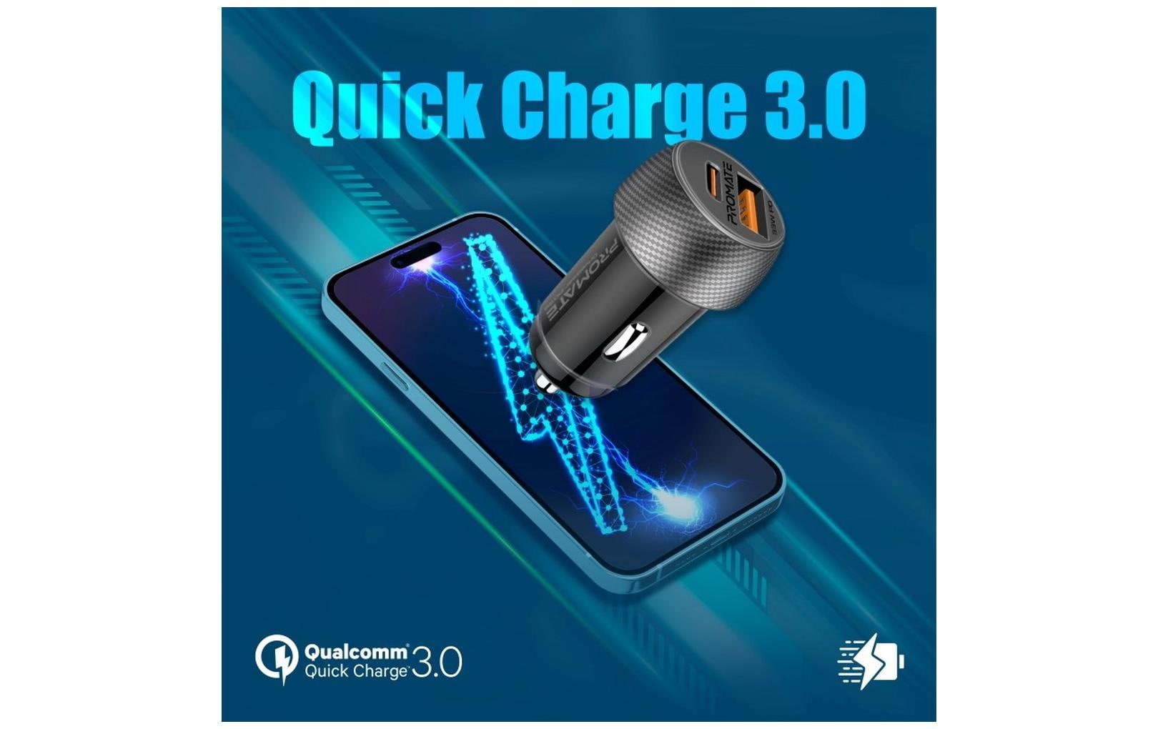 Promate DriveGear PD33 Auto-Ladegerät 33 W – USB-C×1, USB-A×1 – PD