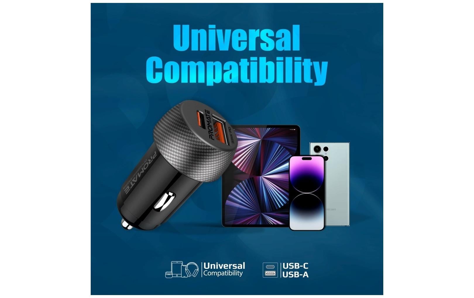 Promate DriveGear PD33 Auto-Ladegerät 33 W – USB-C×1, USB-A×1 – PD