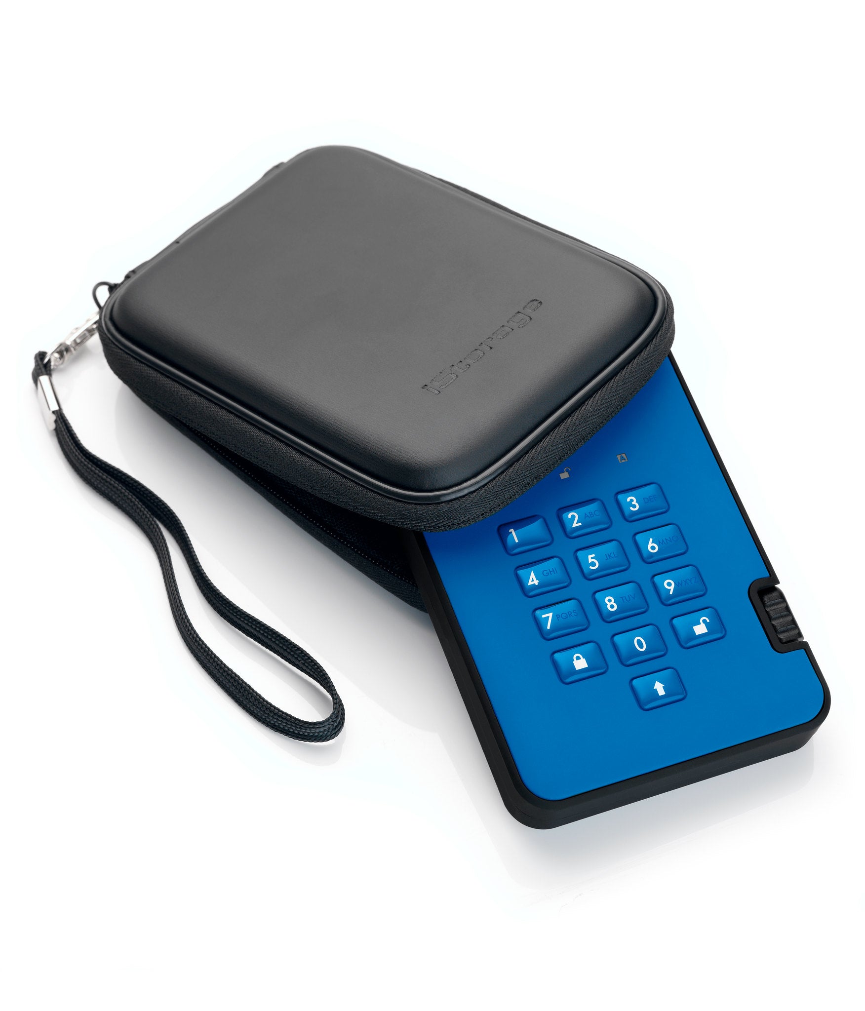 iStorage diskAshur2 – 4 TB 2,5" SSD, USB 3.2 Gen 1, 362/358 MB/s, 256-Bit AES, Blau