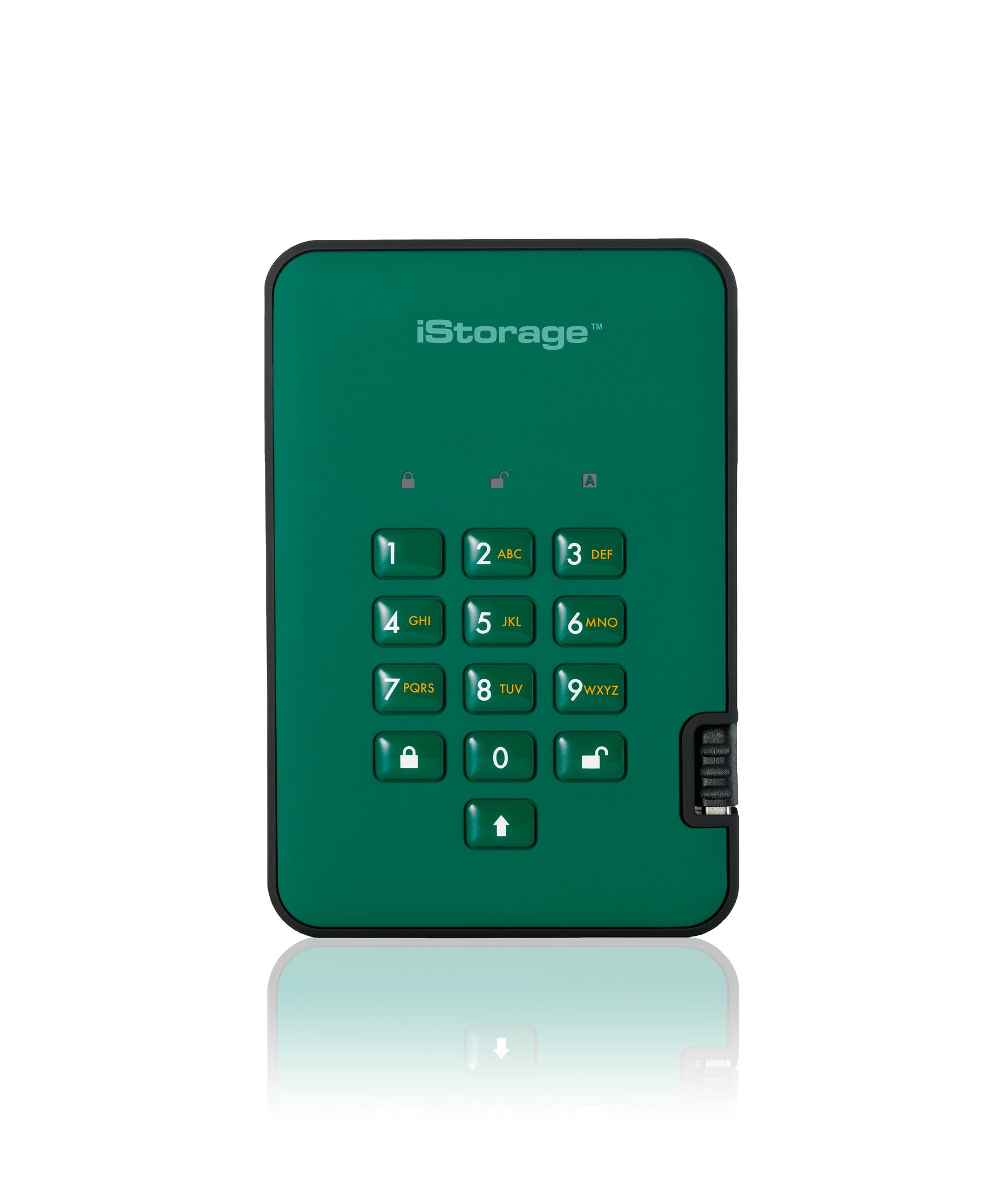 iStorage diskAshur2 – 256 GB 2,5" SSD, USB 3,2 Gen 1, Hardwareverschlüsselung, Grün