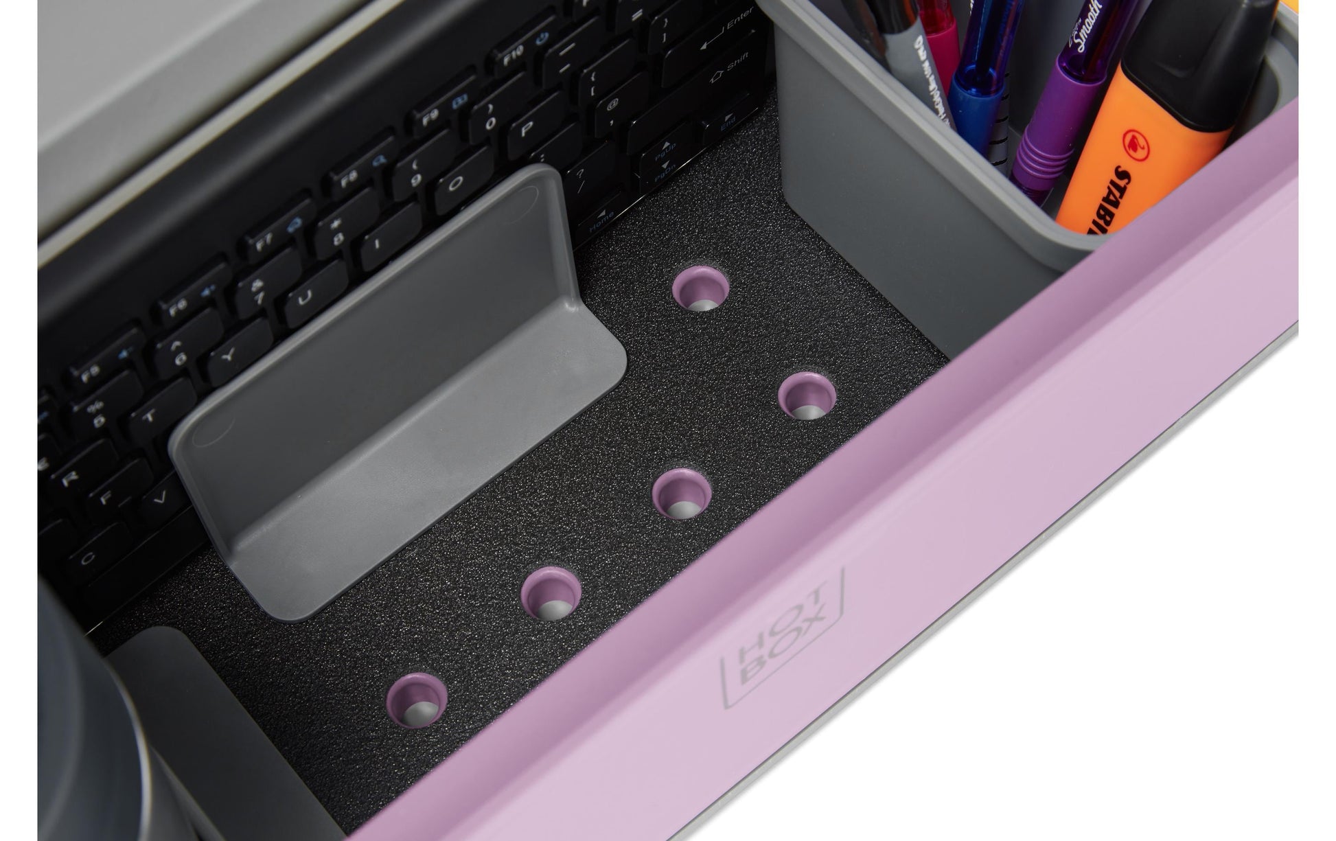 Hotbox Laptop-Ständer – bis 14,9", 2 Schubladen, höhenverstellbar – Violett