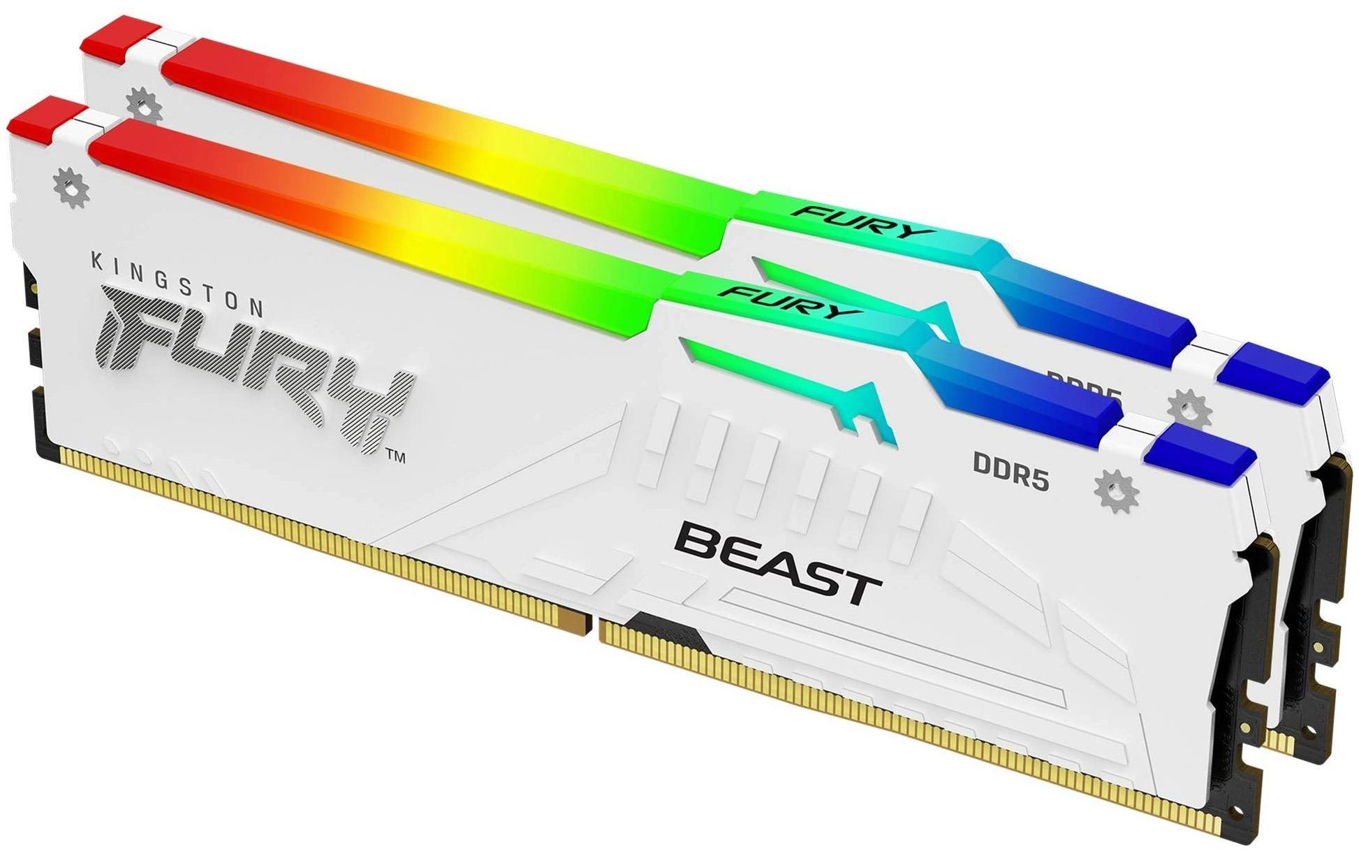 Kingston Technology Kingston Fury Beast – 32 GB (2×16 GB) DDR5 6000 MT/s, CL30, EXPO, On-Die ECC, Weiss, RGB