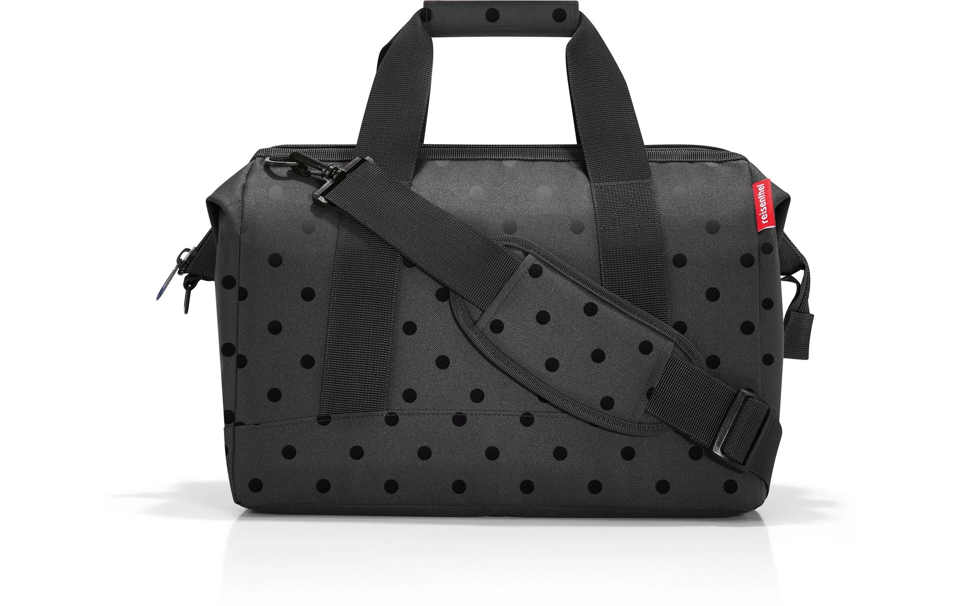 Reisenthel Allrounder M Umhängetasche – 18 l, Polyester, Glossy Dots Schwarz