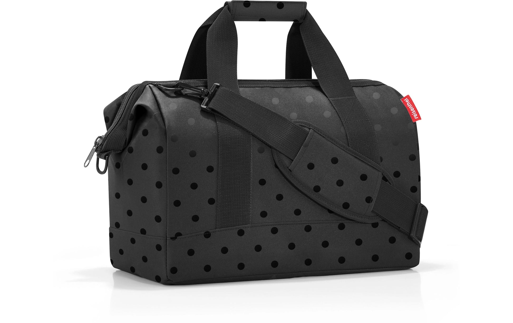 Reisenthel Allrounder M Umhängetasche – 18 l, Polyester, Glossy Dots Schwarz