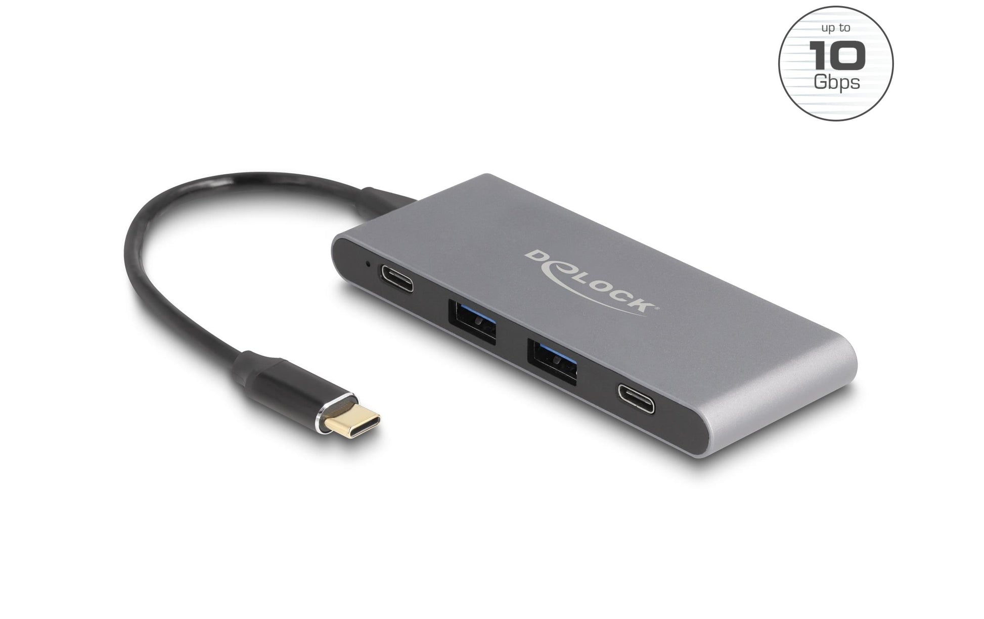 DeLOCK USB-Hub – USB-C, 2× USB-A, 2× USB-C, 15 W PD, für Windows/Mac/Linux