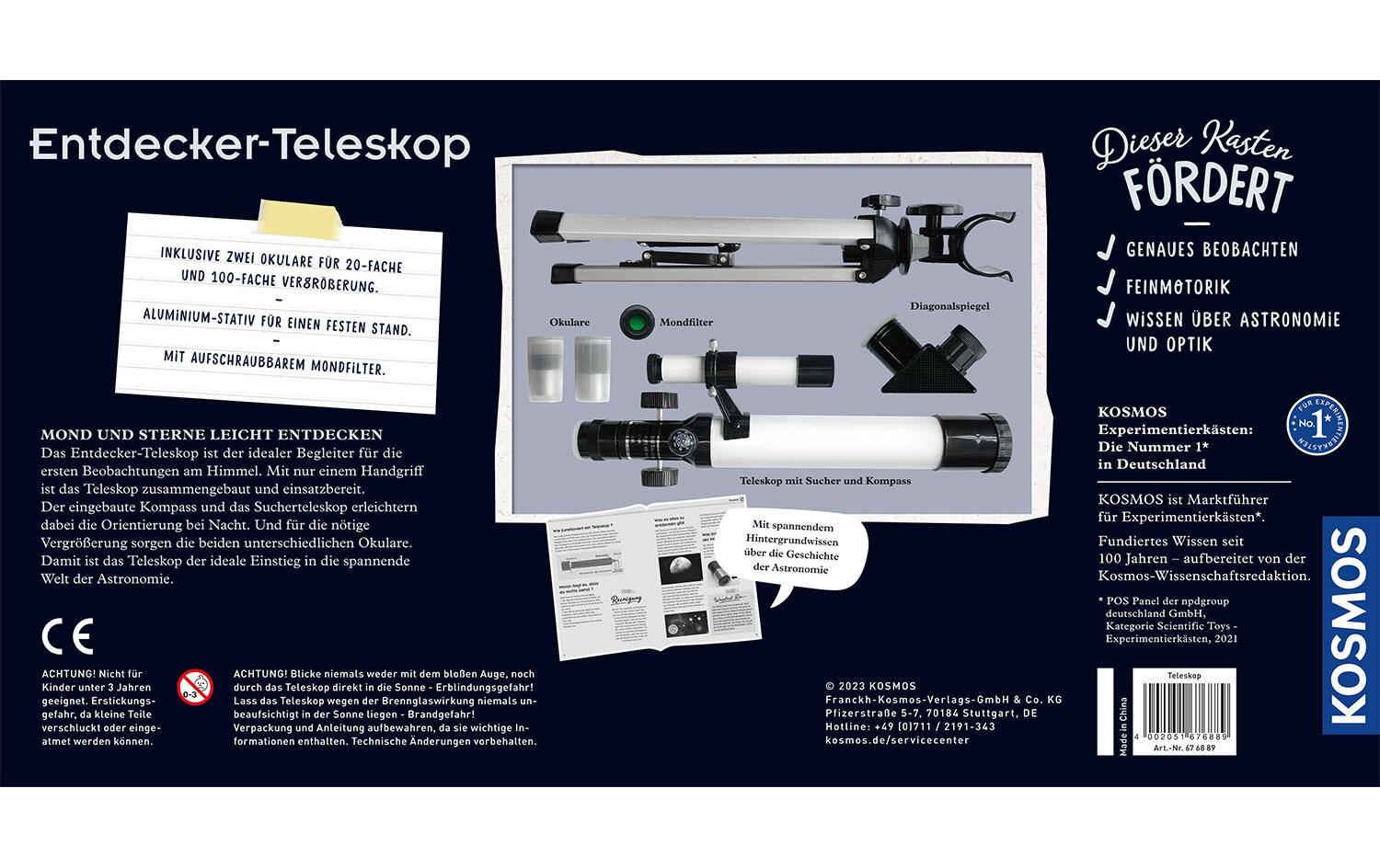 Kosmos Teleskop – Entdecker-Teleskop, 100×, 20 × 38,5 × 9,2 cm, ab 8 Jahren