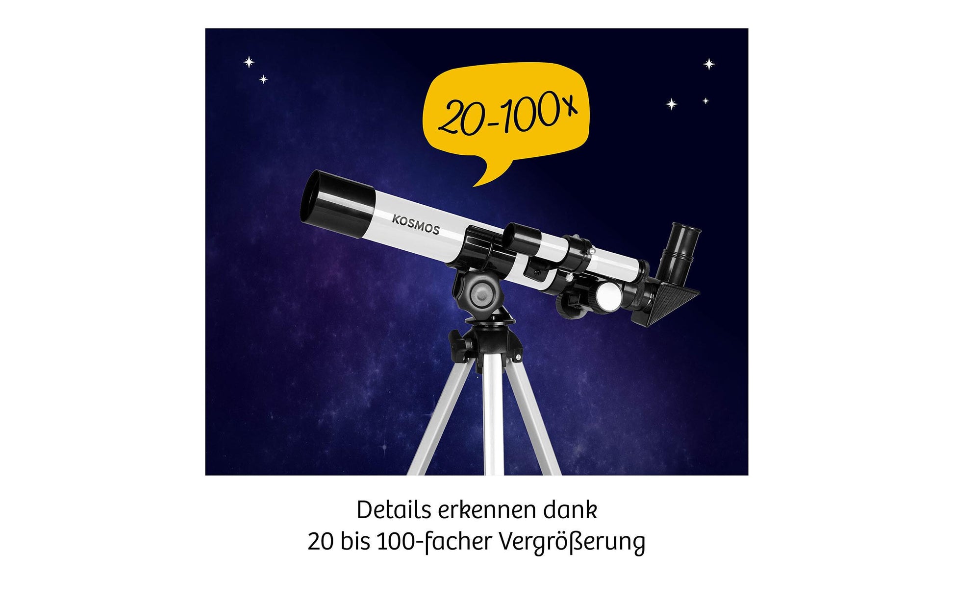 Kosmos Teleskop – Entdecker-Teleskop, 100×, 20 × 38,5 × 9,2 cm, ab 8 Jahren