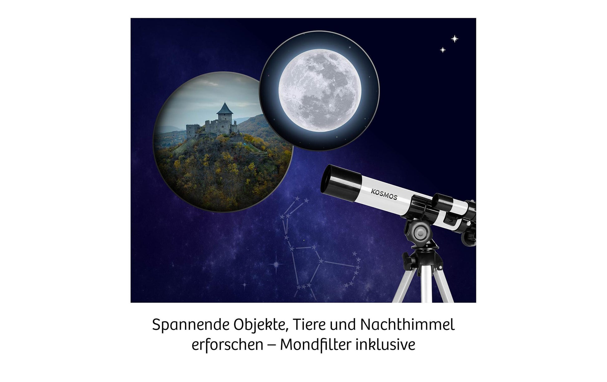 Kosmos Teleskop – Entdecker-Teleskop, 100×, 20 × 38,5 × 9,2 cm, ab 8 Jahren
