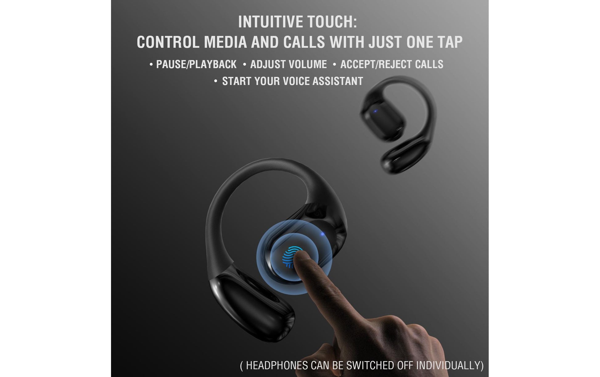 4smarts SkyBuds Sport – True Wireless In-Ear (Ohrbügel) – Bluetooth, IPX4, Mikrofon – Schwarz – bis 20 h