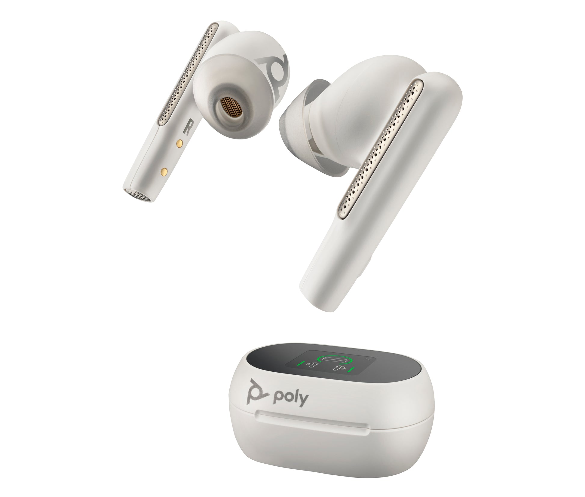 HP Poly Poly EE60+ UC – TWS In-Ear-Headset – für PC (BT700), Smartphone, 3,5-mm-Audio – ANC, Touch, USB-C – Weiss
