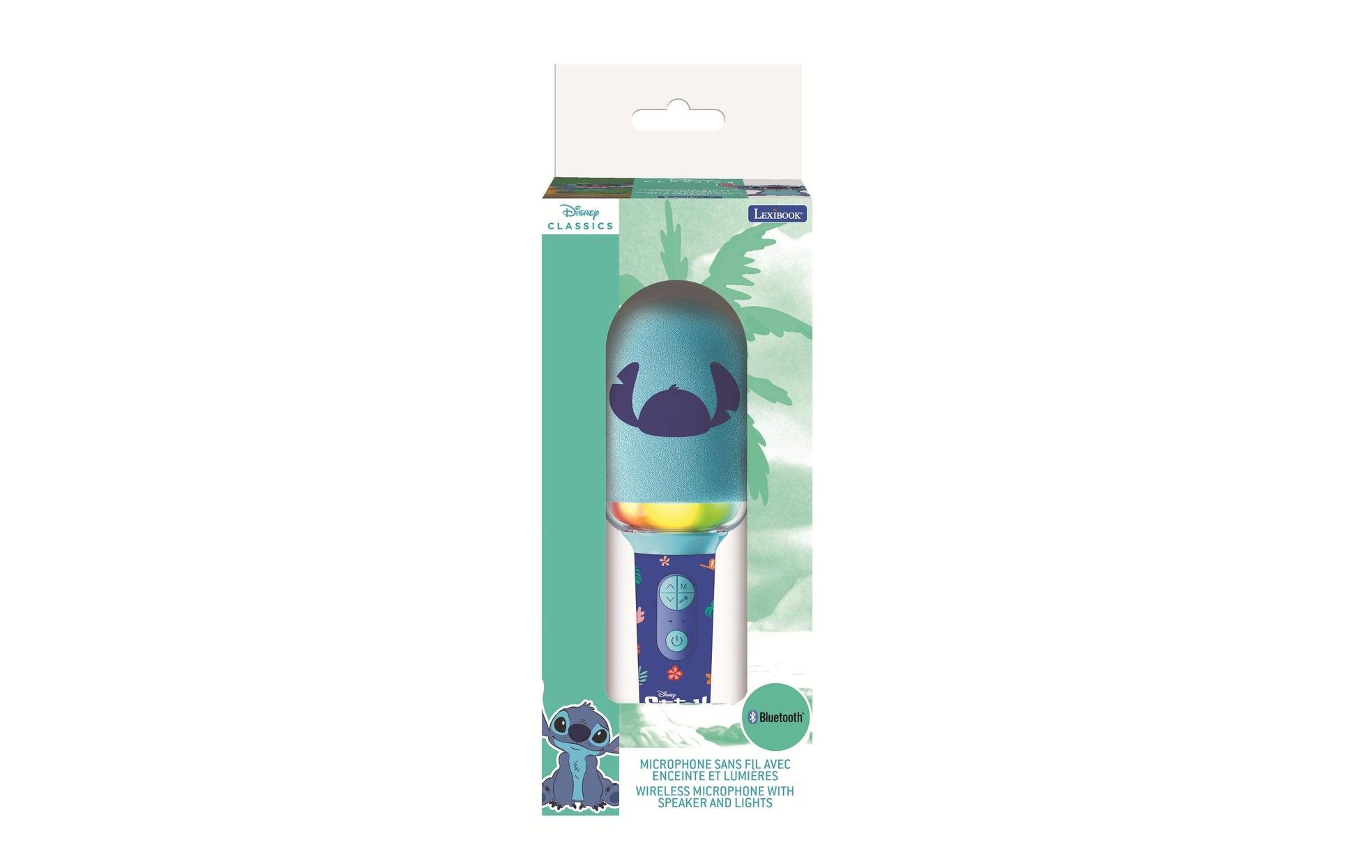 Lexibook Disney MIC280D Mikrofon – Stitch – Bluetooth, Akku, Lichteffekte – 8,7 × 21,0 × 8,7 cm – ab 6 J.