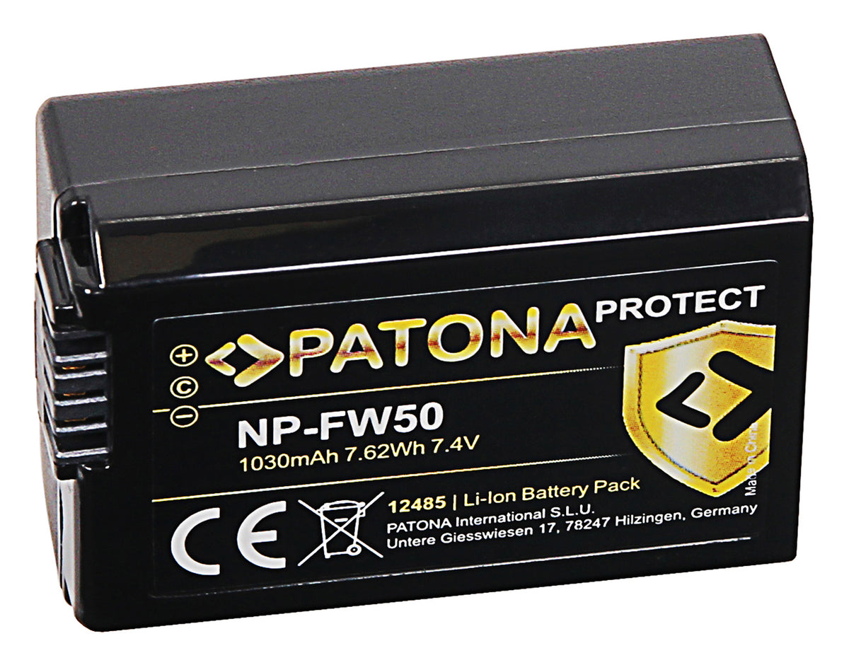 PATONA PROTECT Akku NP-FW50 – 1030 mAh, 7,4 V – für Sony Alpha 7, A5000, A5100 und andere