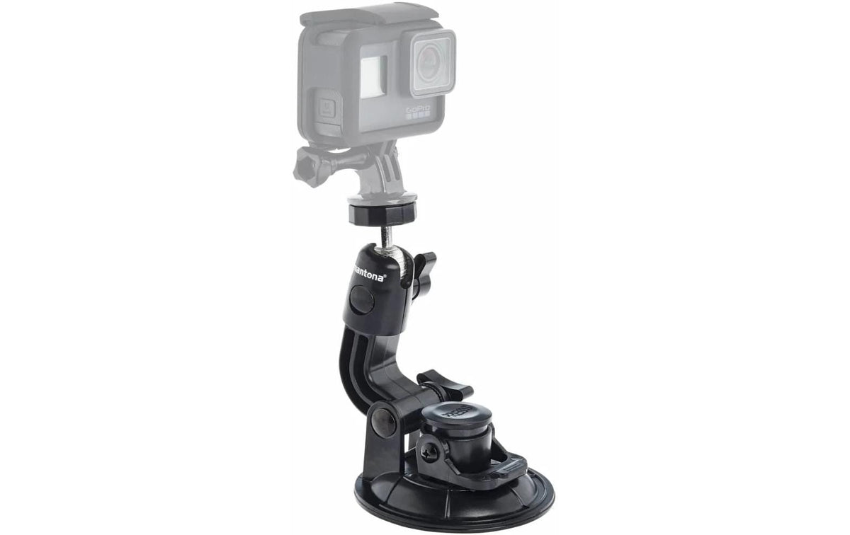 Mantona Saugnapfhalterung XL – 1/4"-Gewinde, für GoPro-kompatible Action-Cams – Schwarz