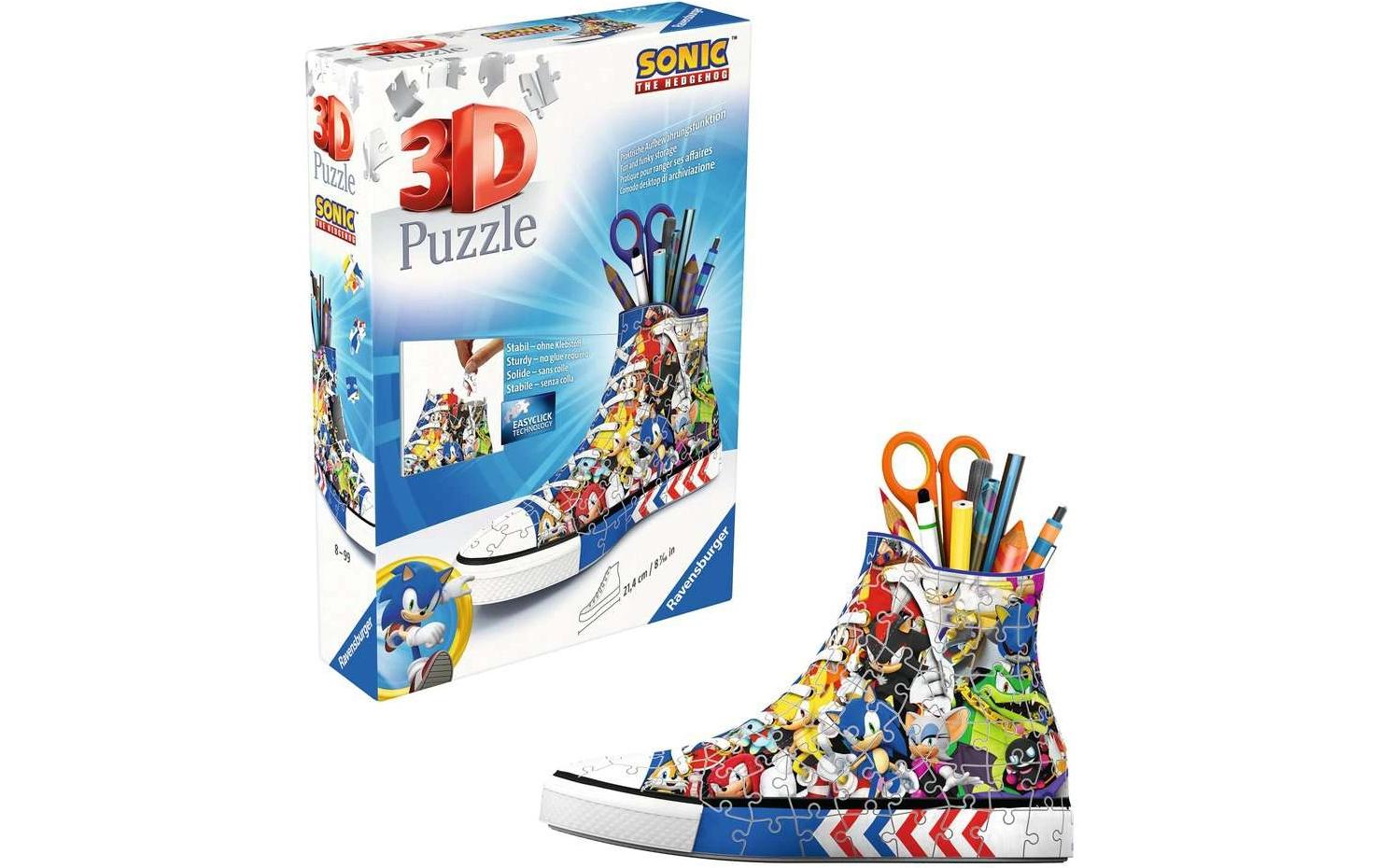 Ravensburger 3D Puzzle Sneaker Sonic the Hedgehog – 108 Teile – 21,3×13,4×8,7 cm – ab 8 Jahren