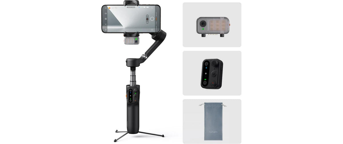 Hohem iSteady V3 – Foto-/Video-Griff – 3-Achsen, Fernbedienung, Stativgewinde – für Smartphone – Schwarz