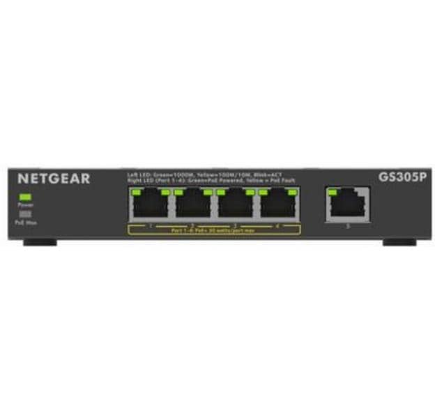 NETGEAR GS305Pv3 – Unmanaged Switch – 5× 1G, PoE+, PoE-Budget 63 W, Desktop