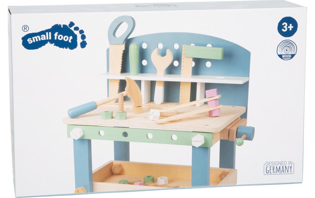 Small foot Kompakte Werkbank Nordic – 45 × 52 × 28 cm – ab 3 Jahren – Holz – Mehrfarbig