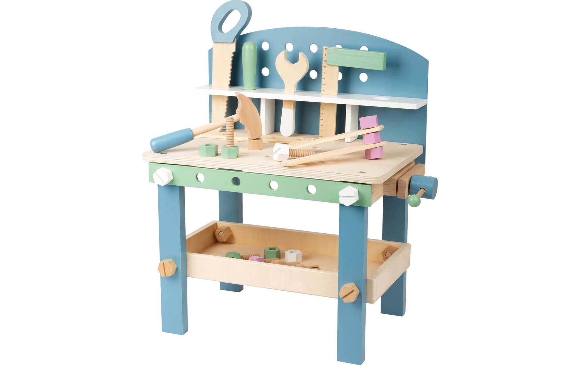 Small foot Kompakte Werkbank Nordic – 45 × 52 × 28 cm – ab 3 Jahren – Holz – Mehrfarbig
